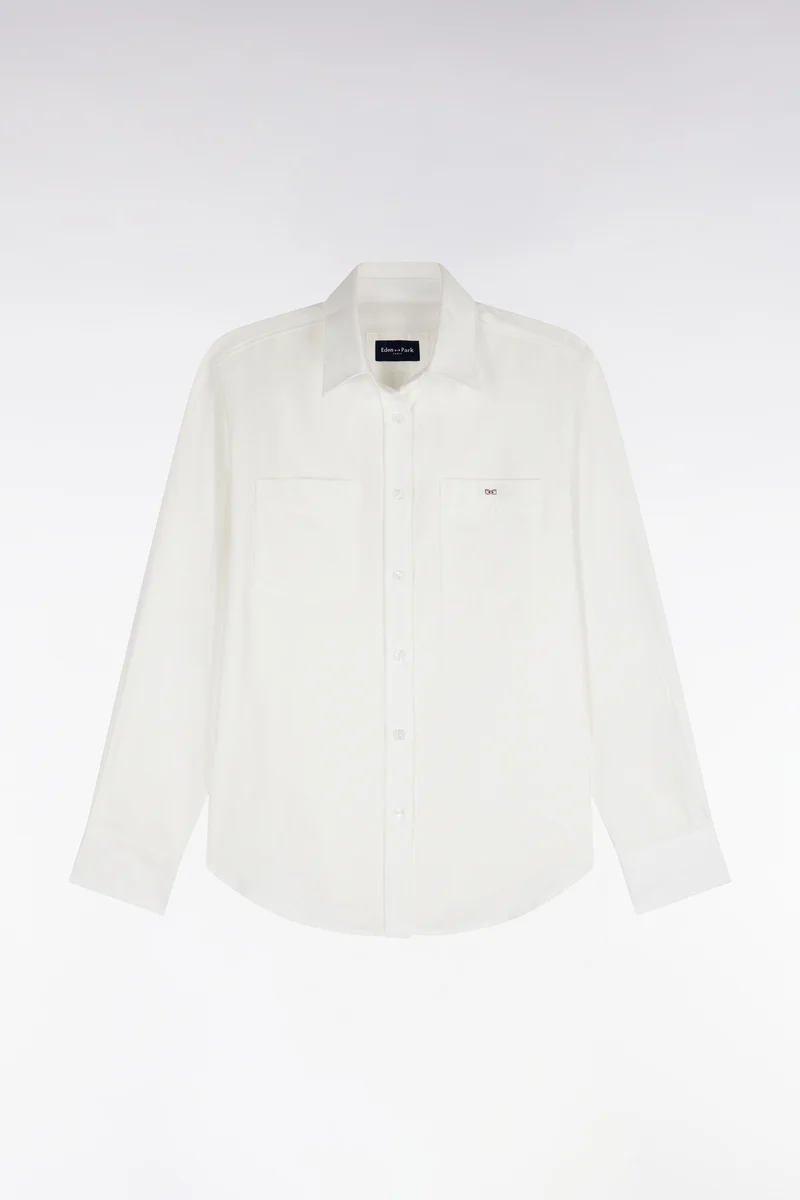 Chemise en coton écru à poches plaquées coupe décontractée