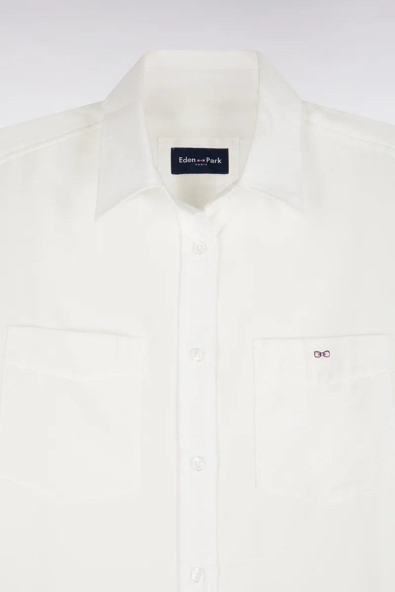 Chemise en coton écru à poches plaquées coupe décontractée
