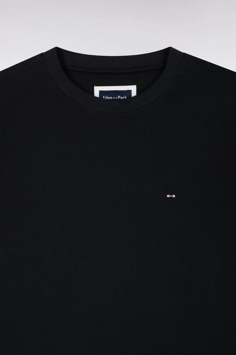 Sweatshirt à col rond en molleton coton marine coupe droite