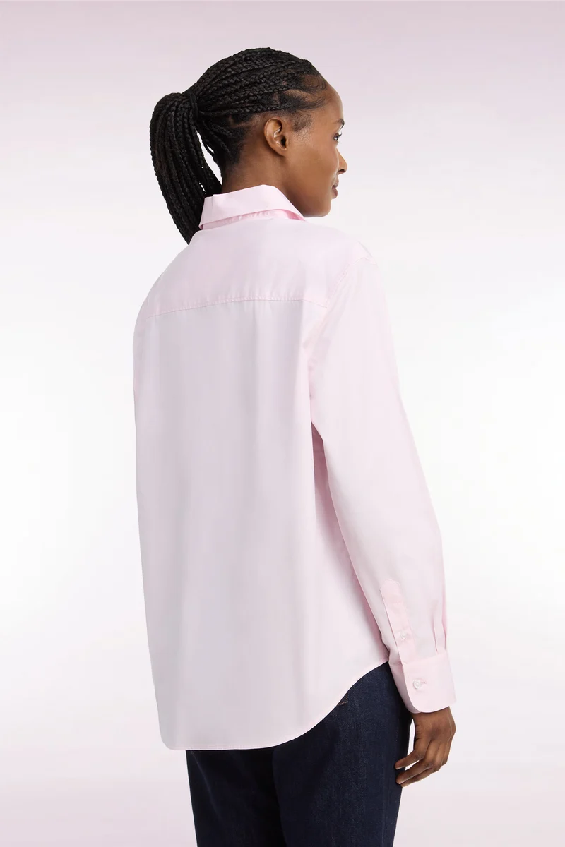 Chemise en coton rose à poches plaquées coupe décontractée