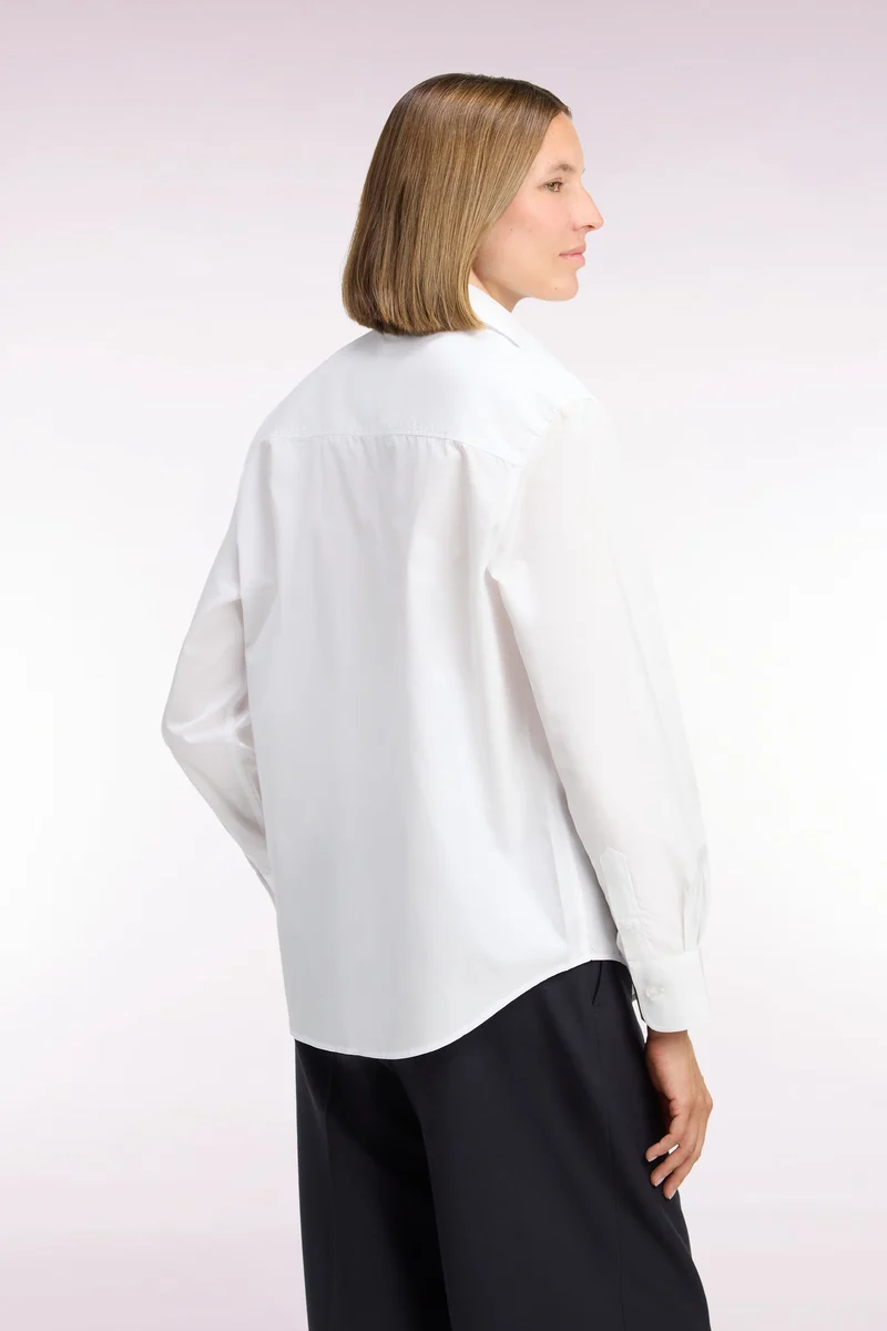 Chemise en coton blanc à poches plaquées coupe décontractée