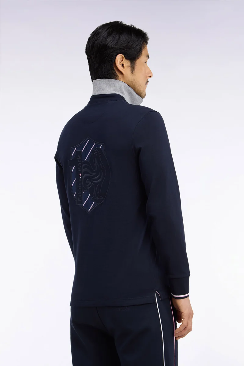 Maillot manches longues en jersey de coton peigné marine brodé XV de France
