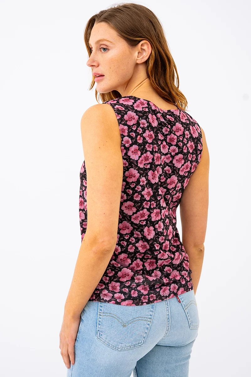 La camisole fleurie en mesh