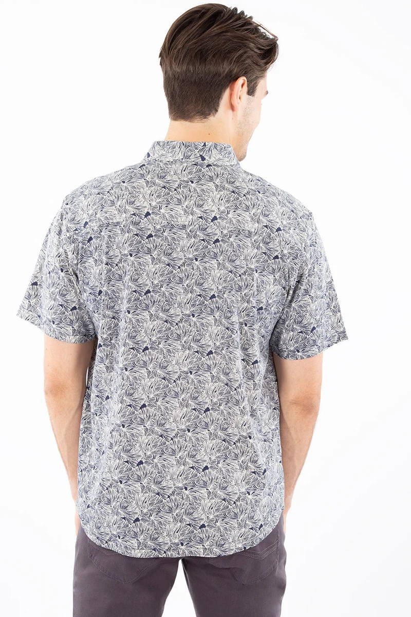 Chemise manches courtes motif feuillage | 2 couleurs