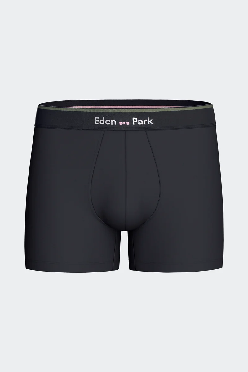 Lot de 2 boxers en jersey de coton stretch unis et rayés marine et kaki