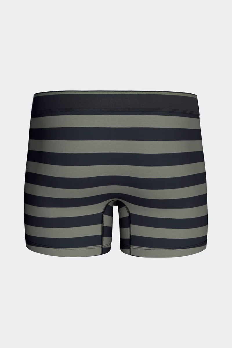 Lot de 2 boxers en jersey de coton stretch unis et rayés marine et kaki