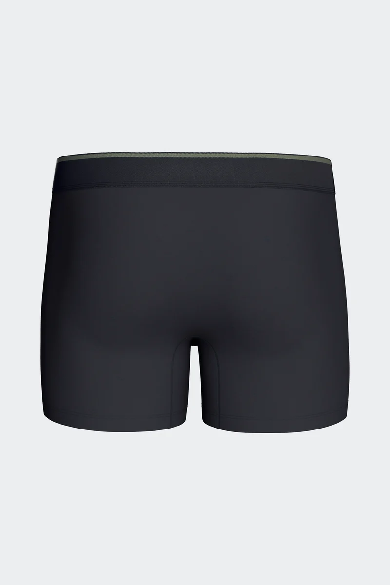 Lot de 2 boxers en jersey de coton stretch unis et rayés marine et kaki
