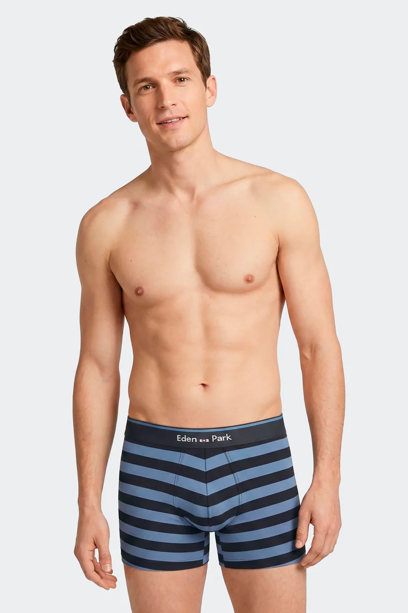 Lot de 2 boxers en jersey de coton stretch unis et rayés marine