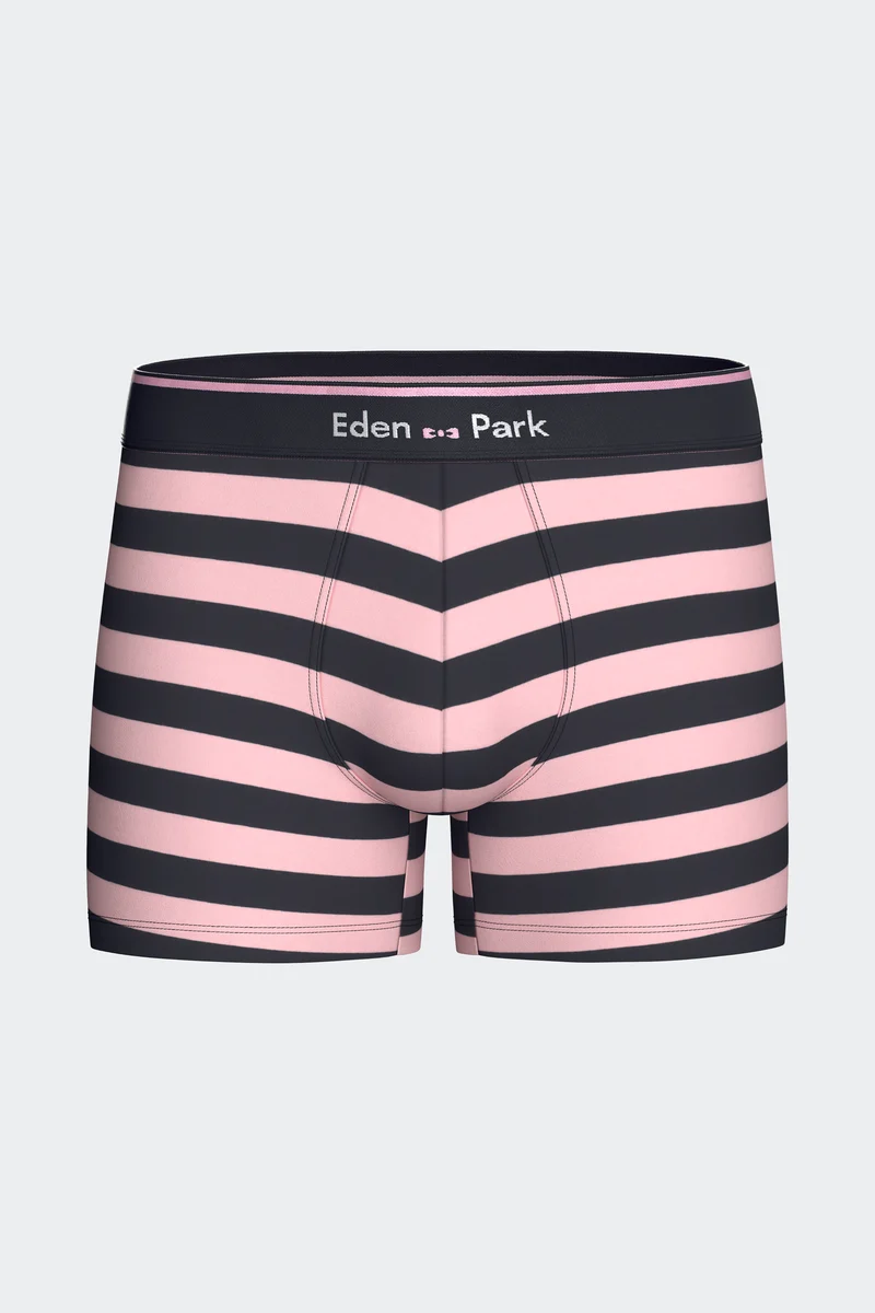 Lot de 2 boxers en jersey de coton stretch unis et rayés marine et rose