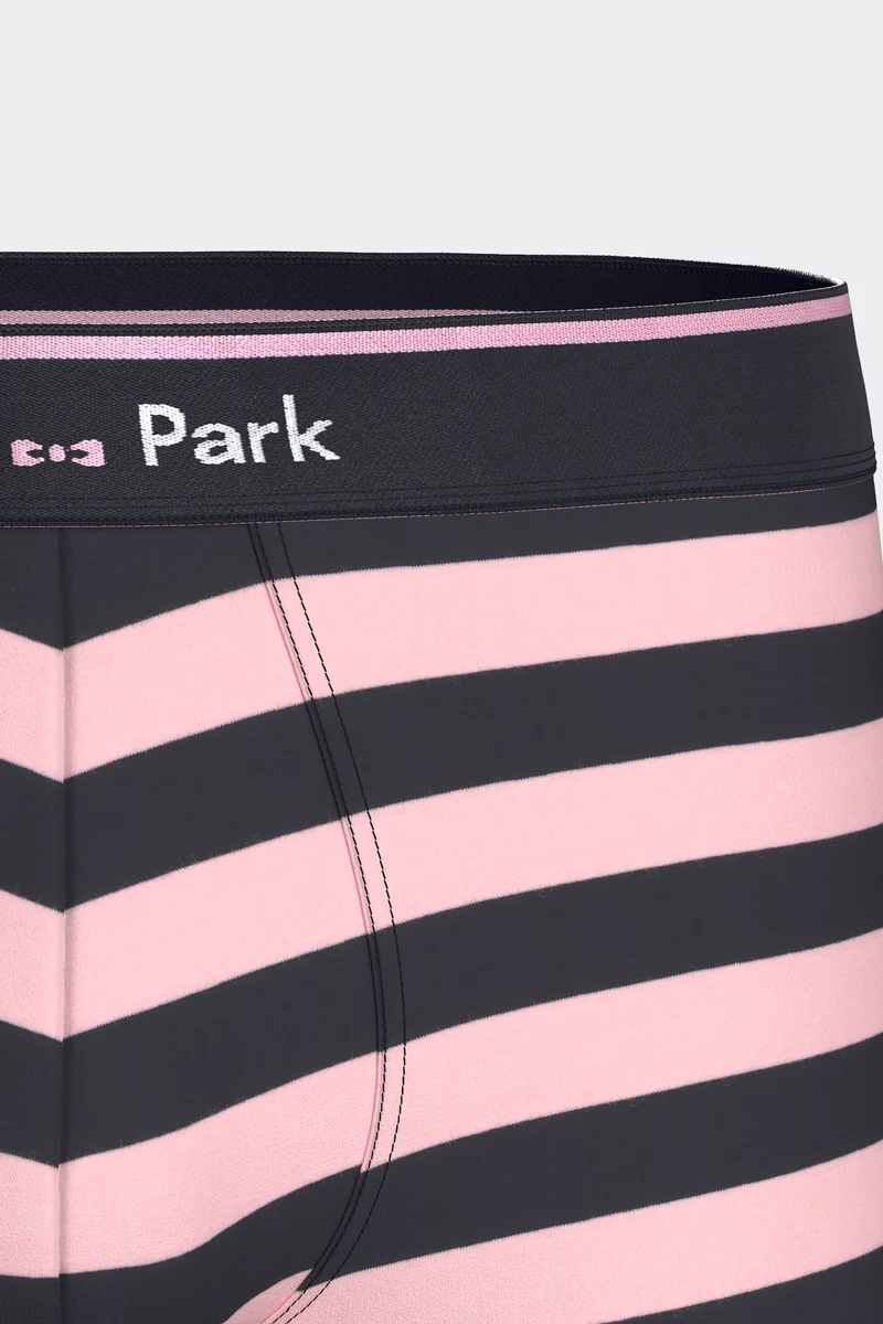 Lot de 2 boxers en jersey de coton stretch unis et rayés marine et rose