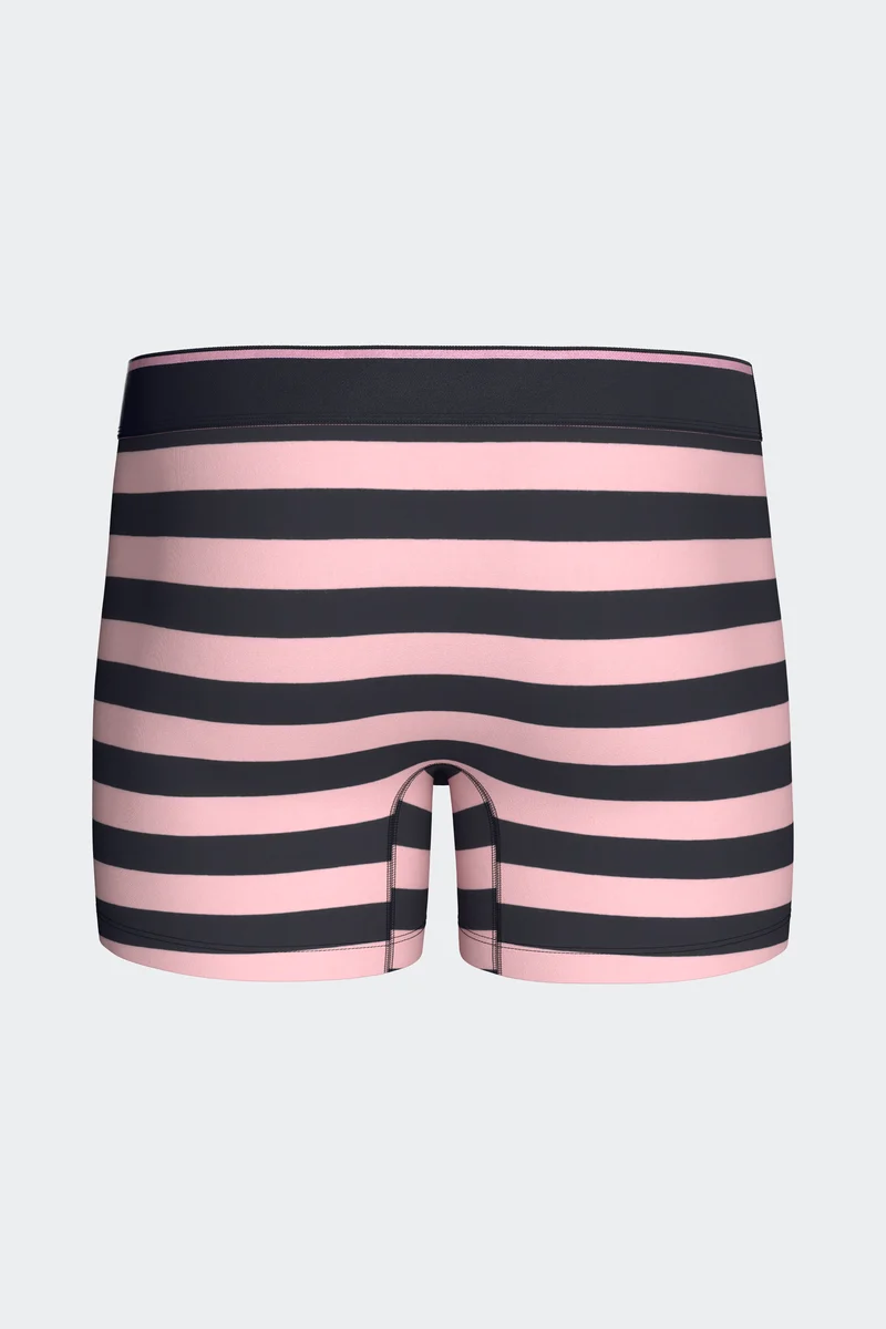 Lot de 2 boxers en jersey de coton stretch unis et rayés marine et rose