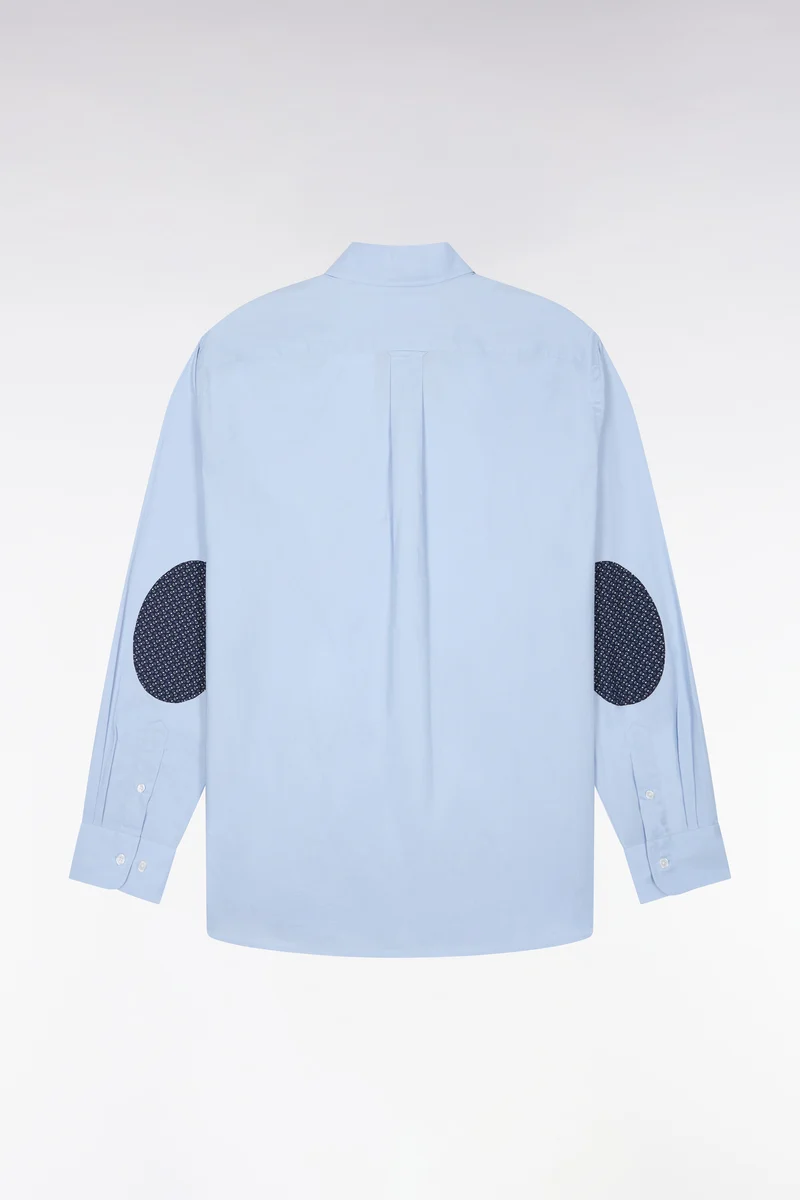 Chemise en coton ciel à détails micromotifs coupe droite