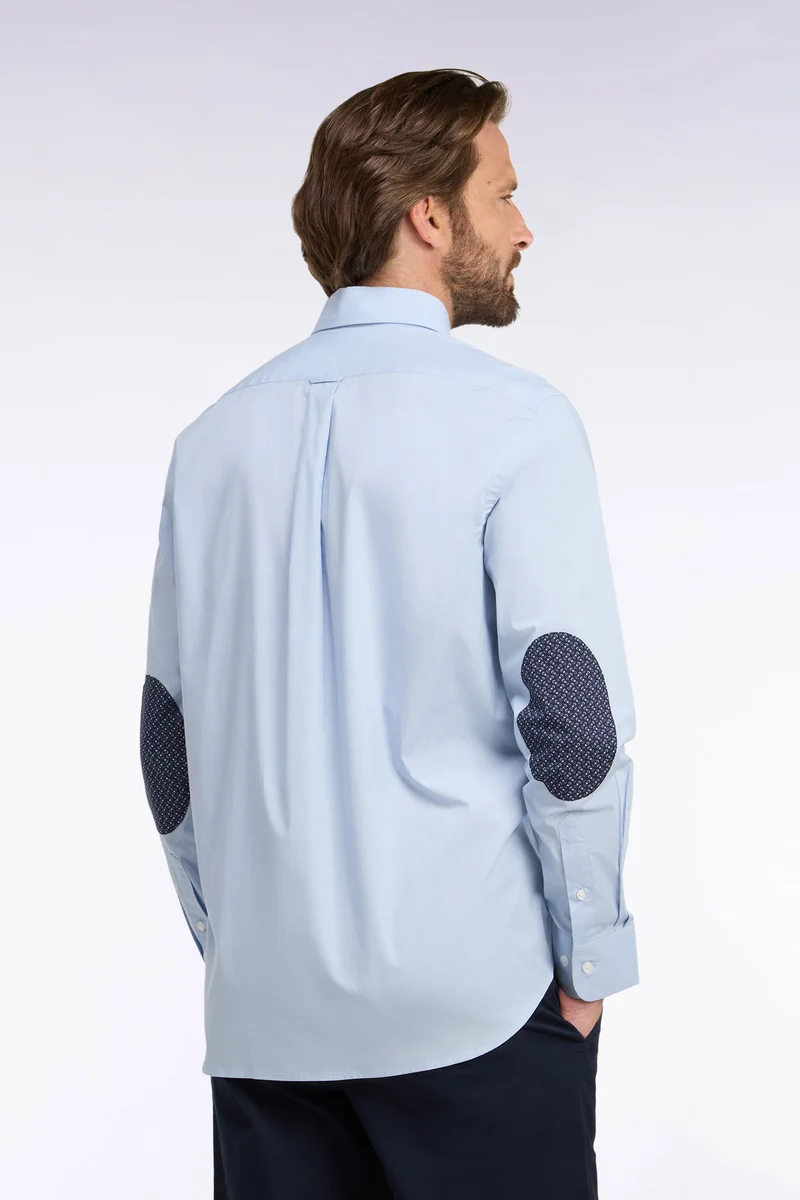 Chemise en coton ciel à détails micromotifs coupe droite