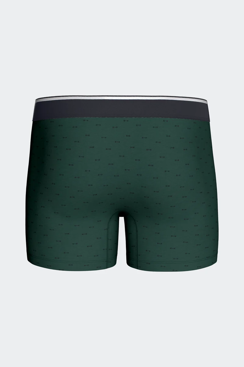 Boxer en coton stretch kaki à micromotifs nœud papillon