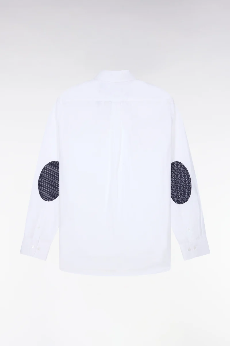 Chemise en coton blanc à détails micromotifs coupe droite