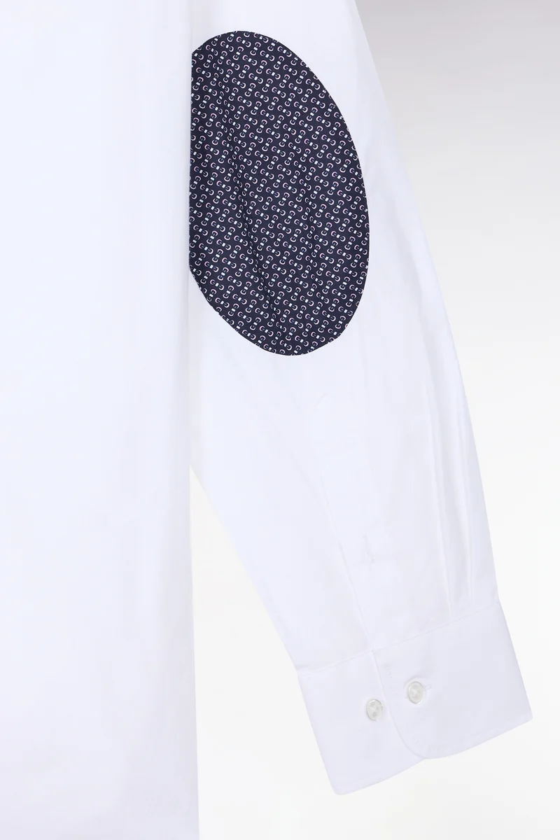 Chemise en coton blanc à détails micromotifs coupe droite