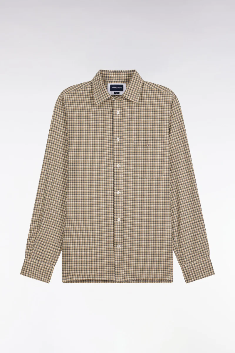 Chemise à carreaux beige
