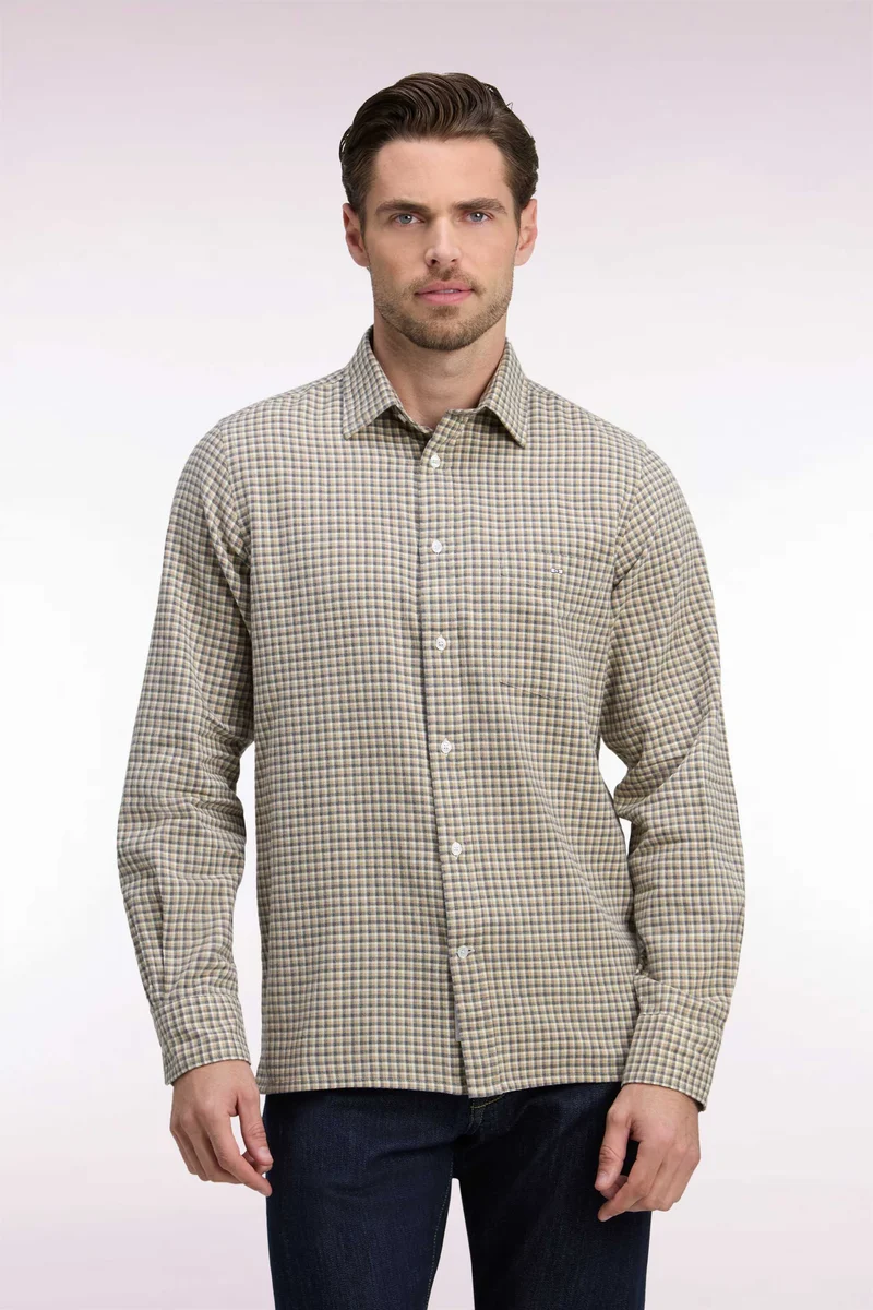 Chemise à carreaux beige