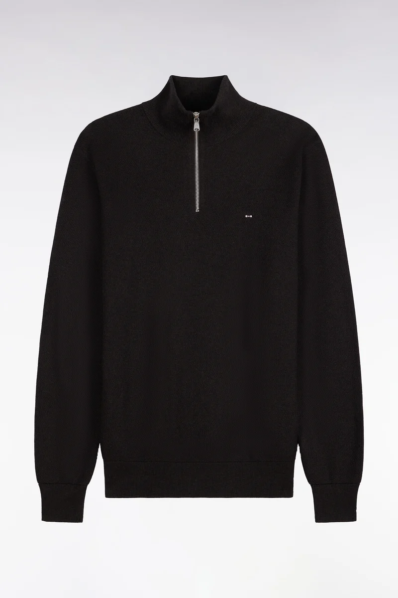 Pull col camionneur en coton marron coupe droite