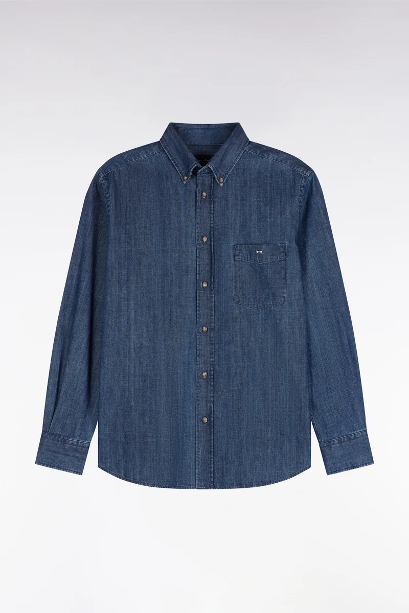 Chemise en coton denim brut coupe droite