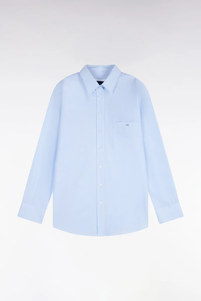 Chemise en coton ciel à rayures blanches coupe oversized