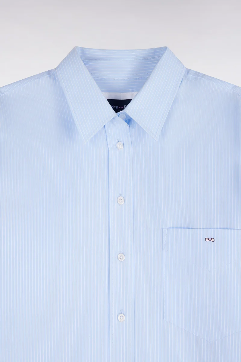 Chemise en coton ciel à rayures blanches coupe oversized