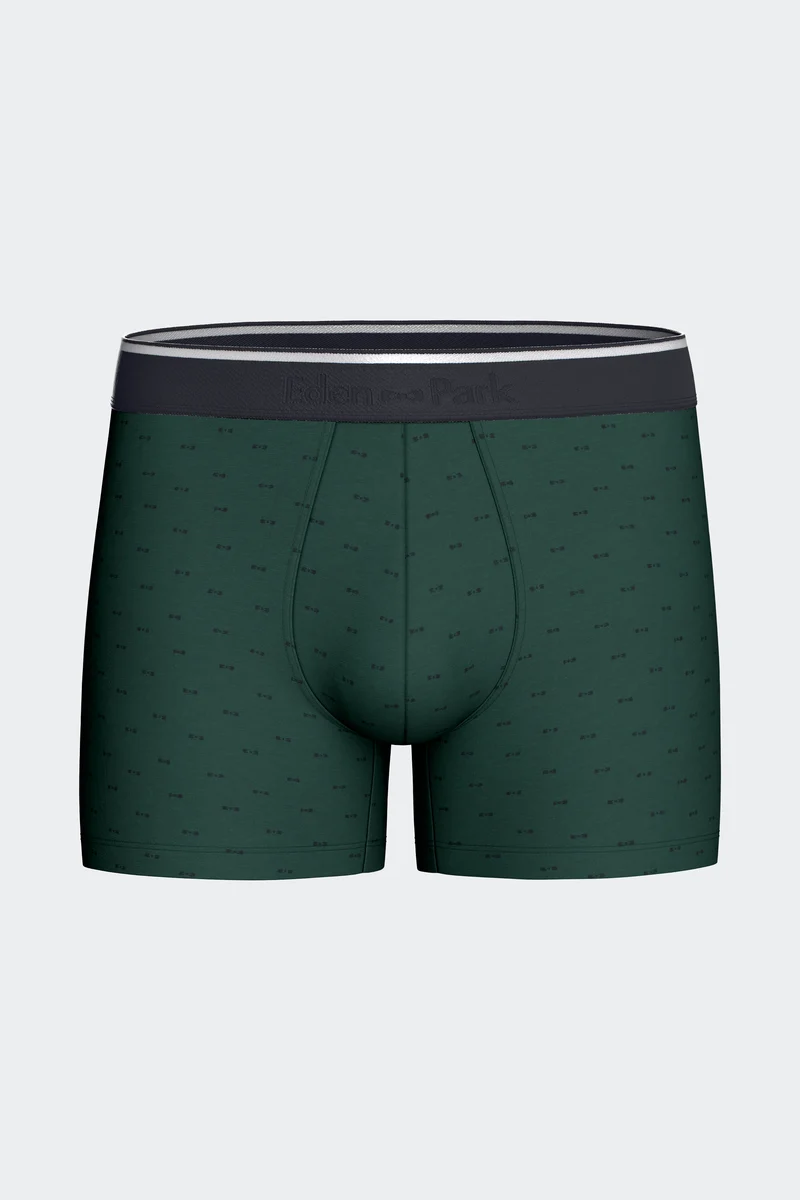 Lot de 2 boxers en jersey de coton stretch unis et imprimés vert
