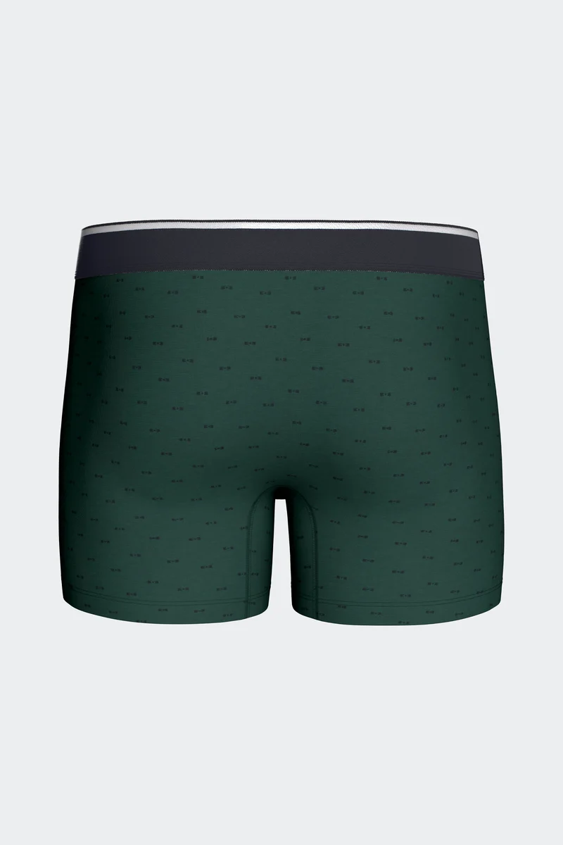 Lot de 2 boxers en jersey de coton stretch unis et imprimés vert