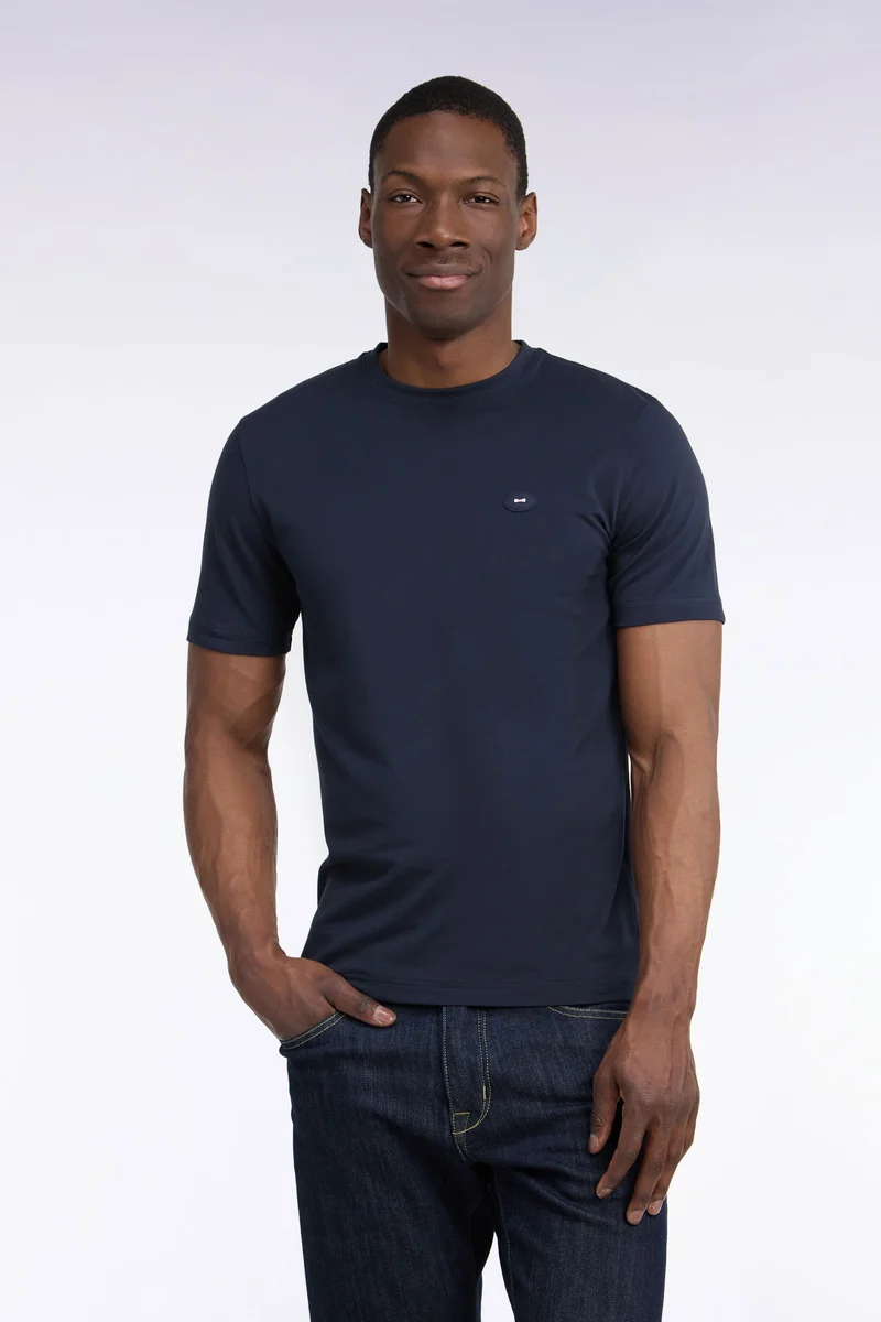 T-shirt manches courtes marine coupe droite