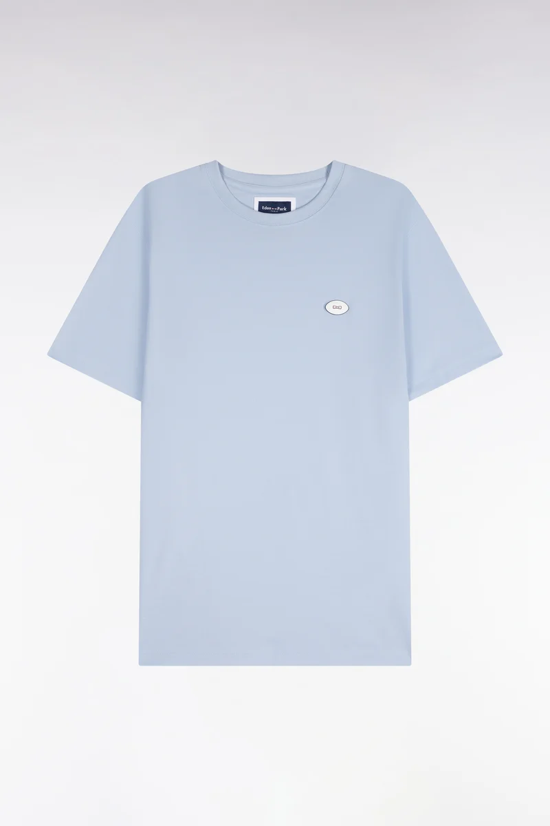 T-shirt manches courtes bleu ciel coupe droite