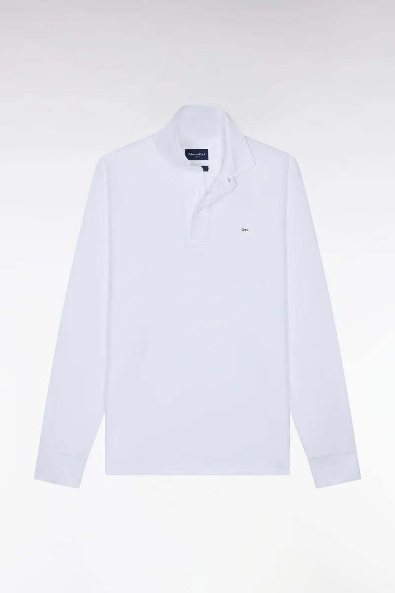 Maillot manches longues en coton Pima blanc coupe droite