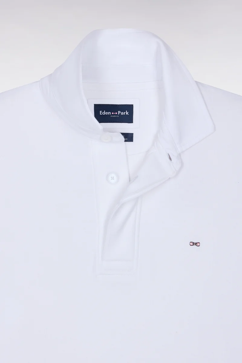 Maillot manches longues en coton Pima blanc coupe droite