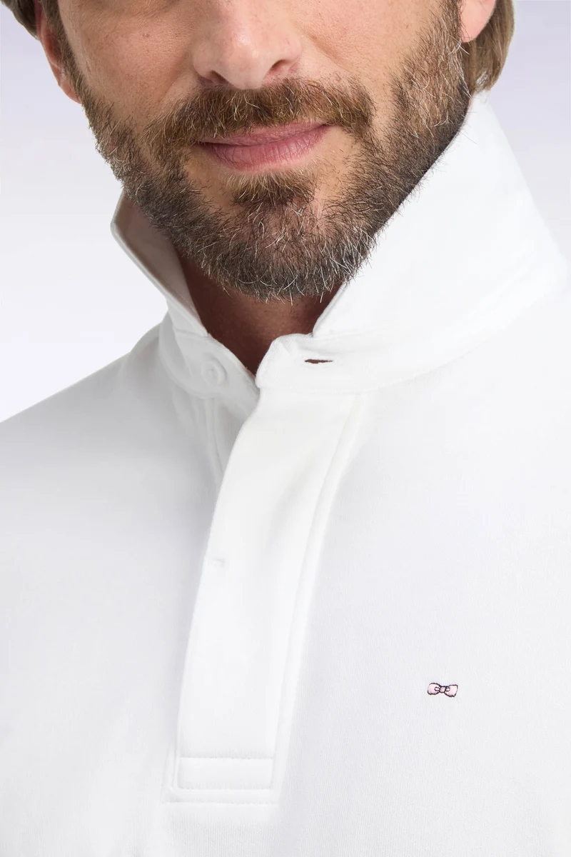 Maillot manches longues en coton Pima blanc coupe droite