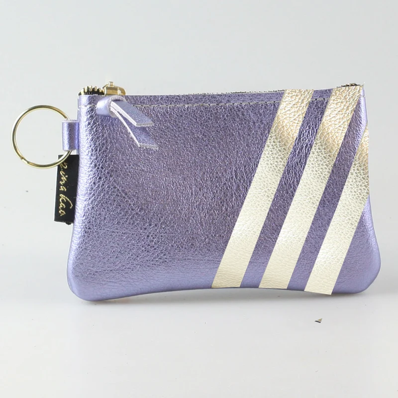 The Kara Wallet: 3 Side Stripes: Gold w/Platinum Stripes / Lobster