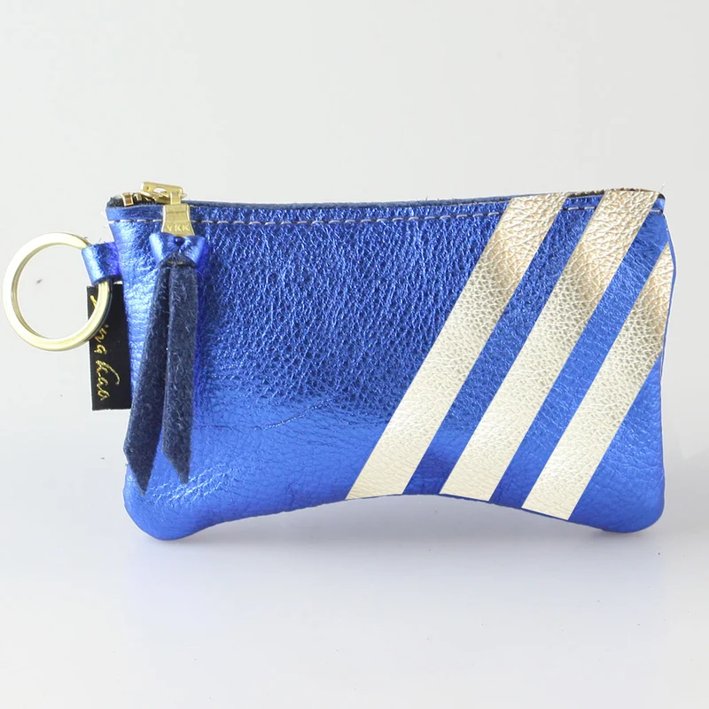 The Kara Wallet: 3 Side Stripes: Jet w/Platinum Stripes / Lobster
