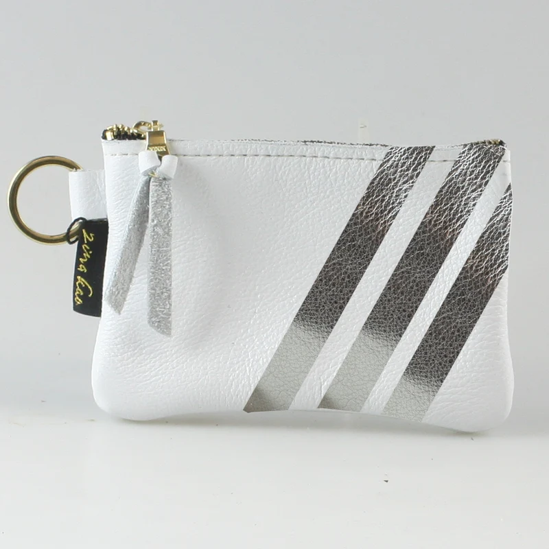 The Kara Wallet: 3 Side Stripes: Jet w/Platinum Stripes / Lobster