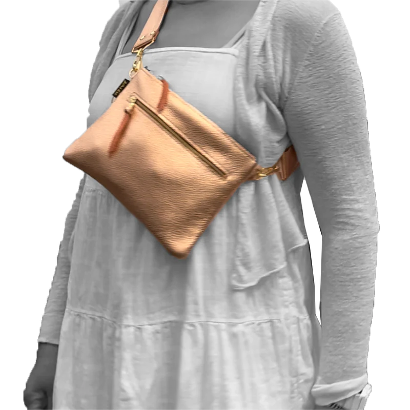 The Metallic Rita Crossbody and Hipbag: Cocoa