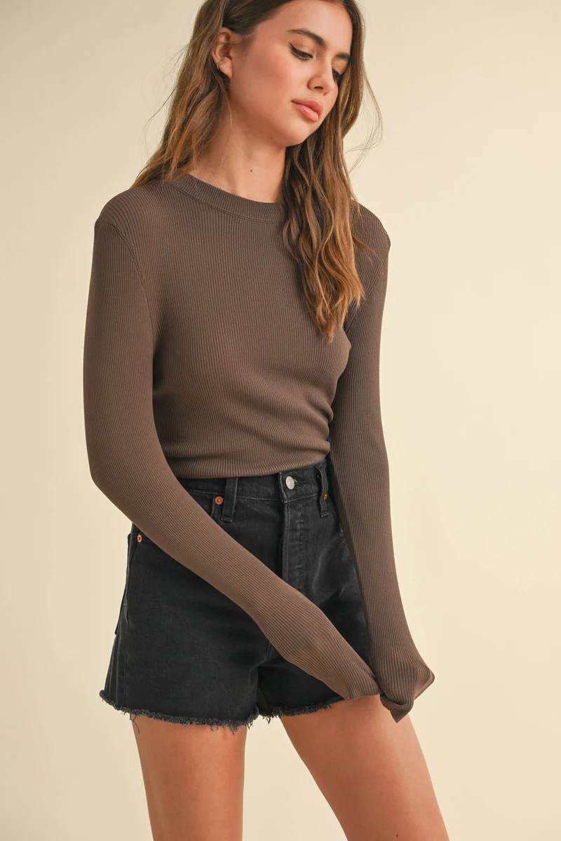 Long Sleeve ribbed coffee top
