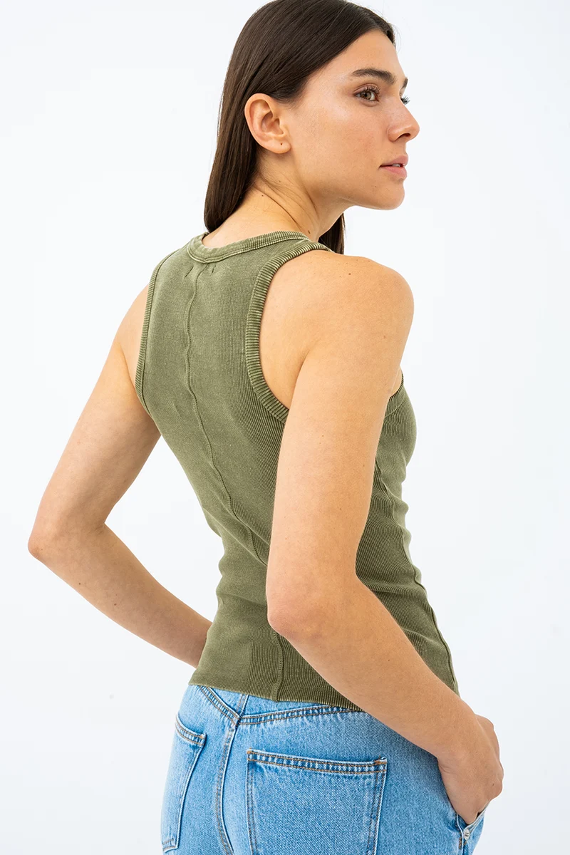 La camisole côtelée armée aspect usée par Silver