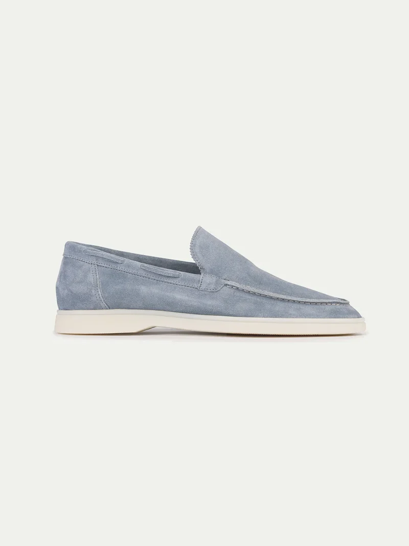 Mocassins en daim bleu clair sans lacets pour homme