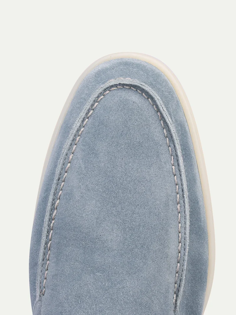 Mocassins en daim bleu clair sans lacets pour homme