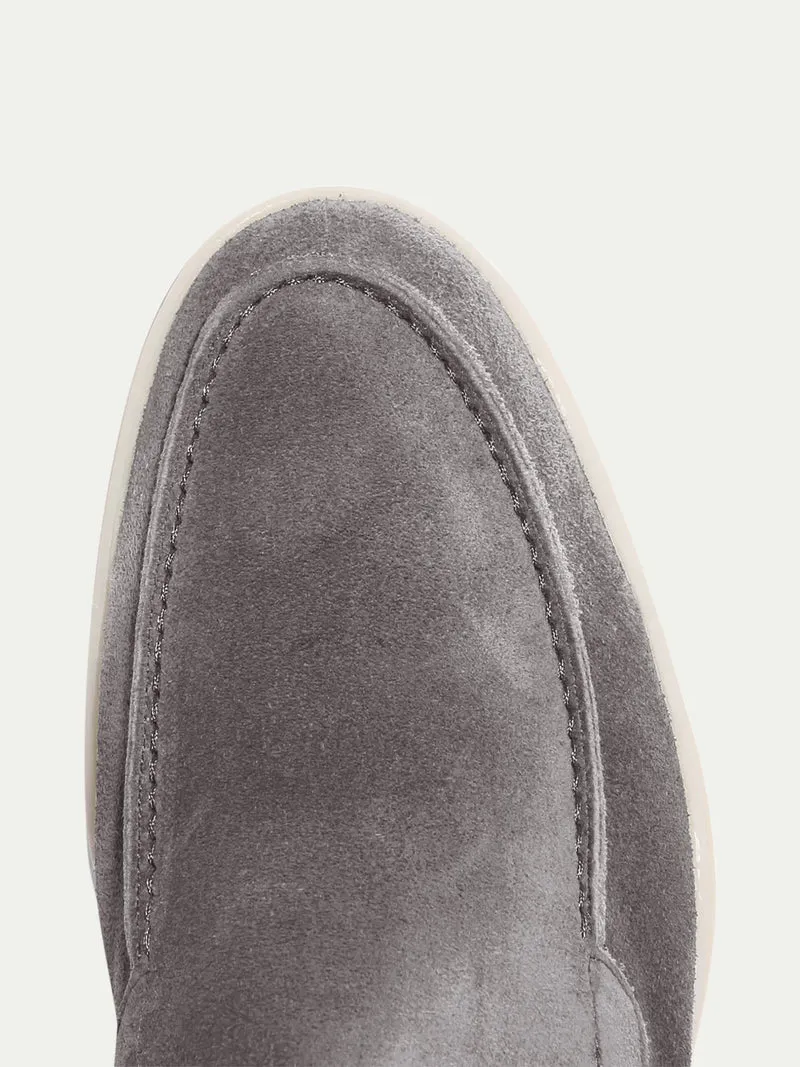 Mocassins de yacht en daim gris, légers et sans lacets pour hommes