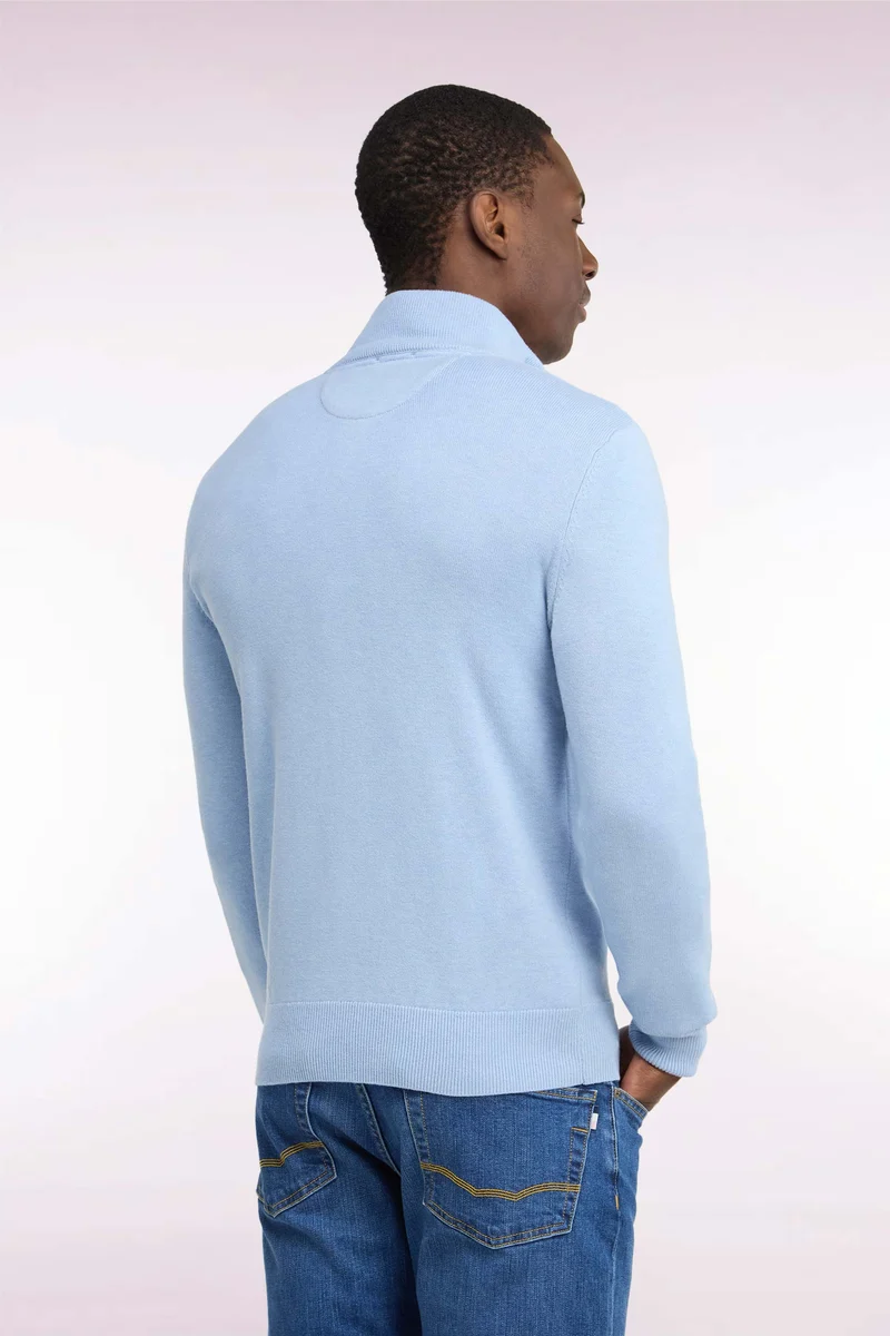 Pull col camionneur en laine et coton ciel coupe droite