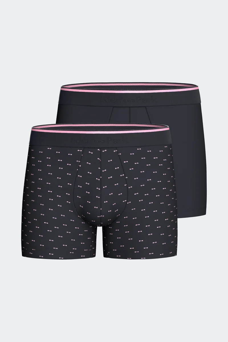 Lot de 2 boxers en jersey de coton stretch unis et imprimés marine