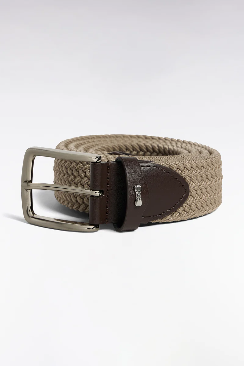 Ceinture tressée élastique beige