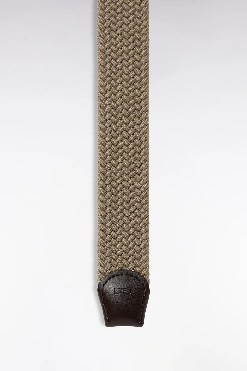 Ceinture tressée élastique beige