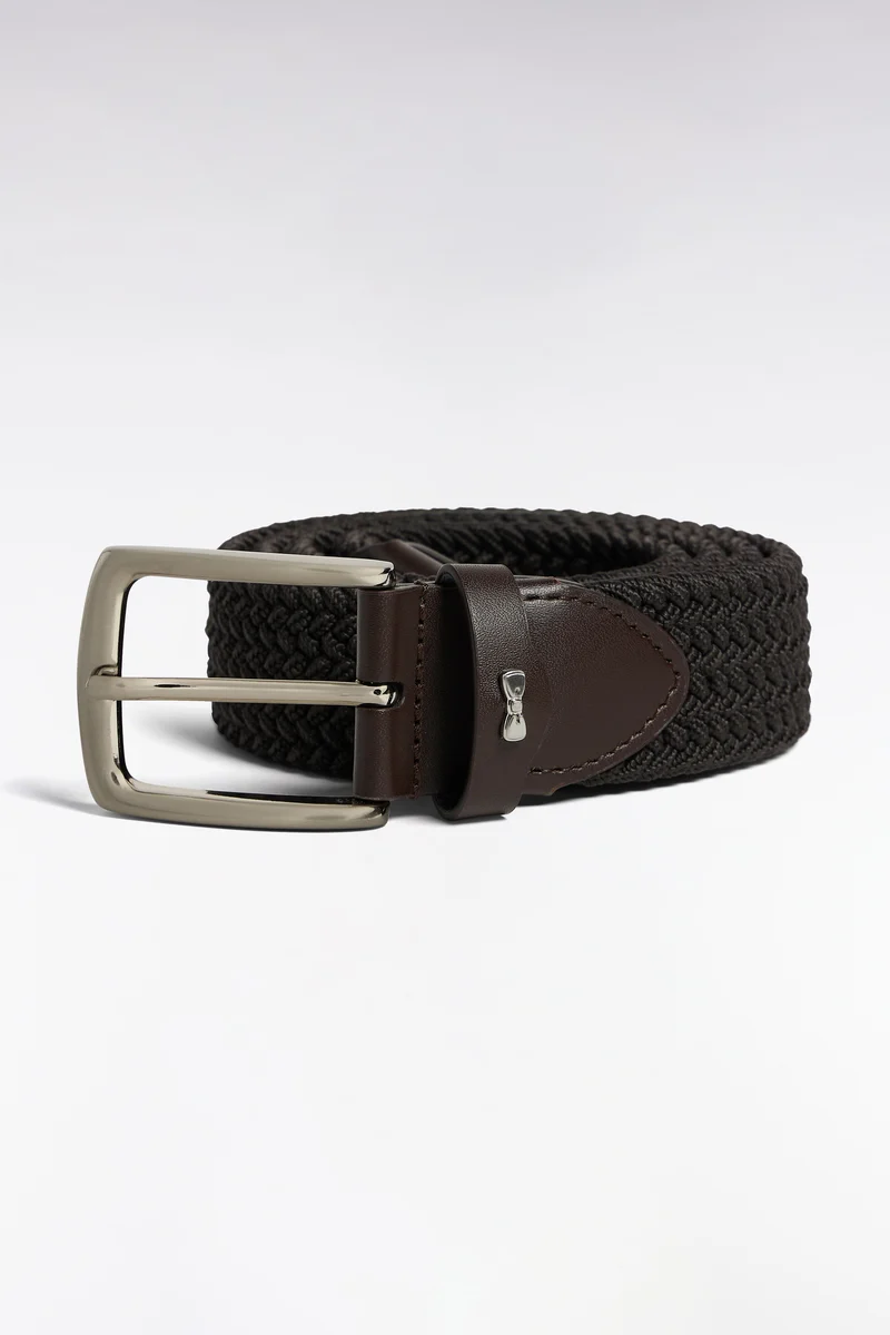 Ceinture tressée élastique marron