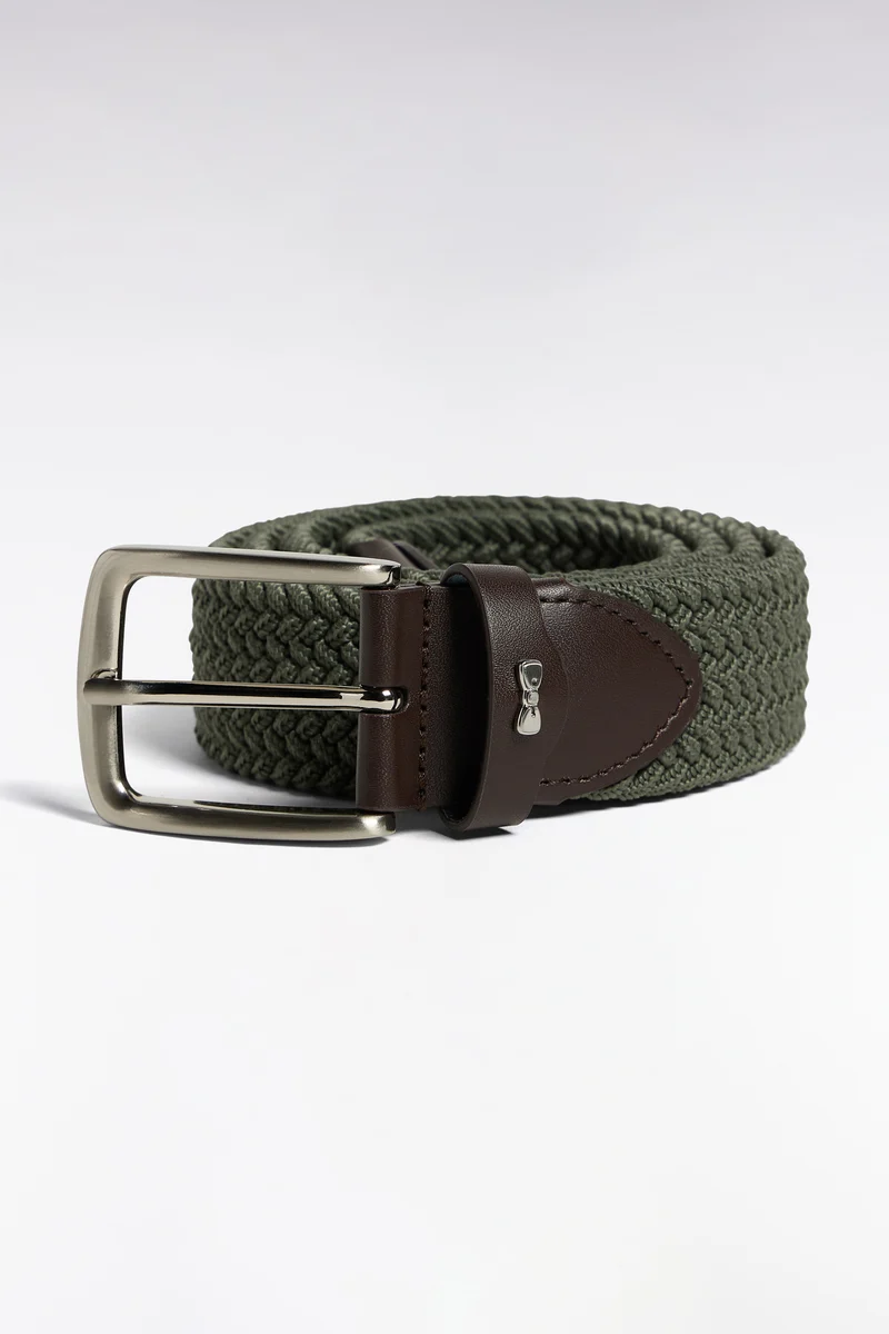 Ceinture tressée élastique kaki