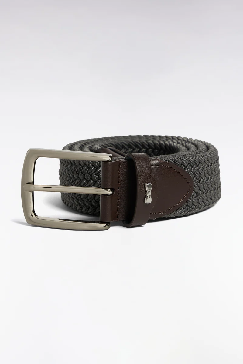 Ceinture tressée élastique grise