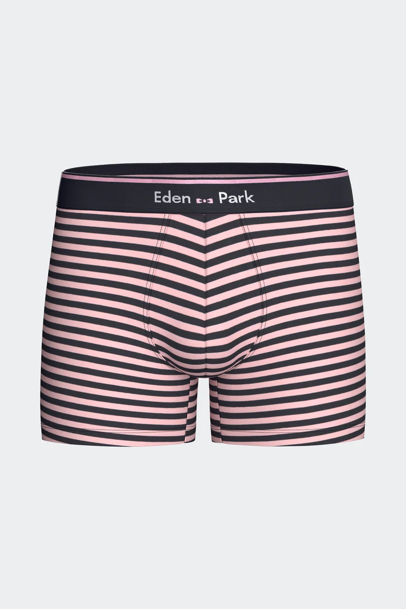 Lot de 3 boxers en jersey de coton stretch unis et rayés marine et rose
